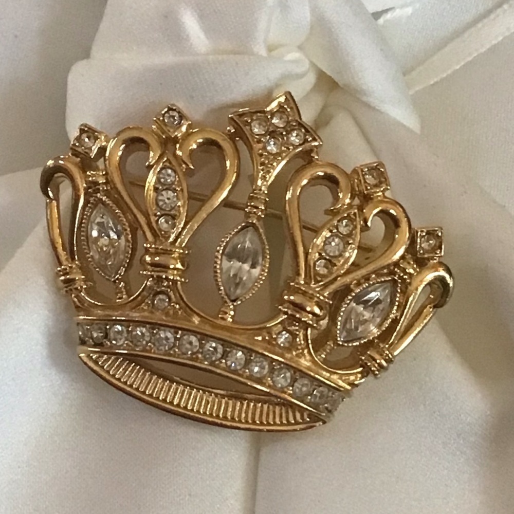 Kjl Vintage Royal Crown Brooch Kenneth J Lane For… - image 5